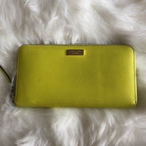 Neon Kate spade zip around wallet